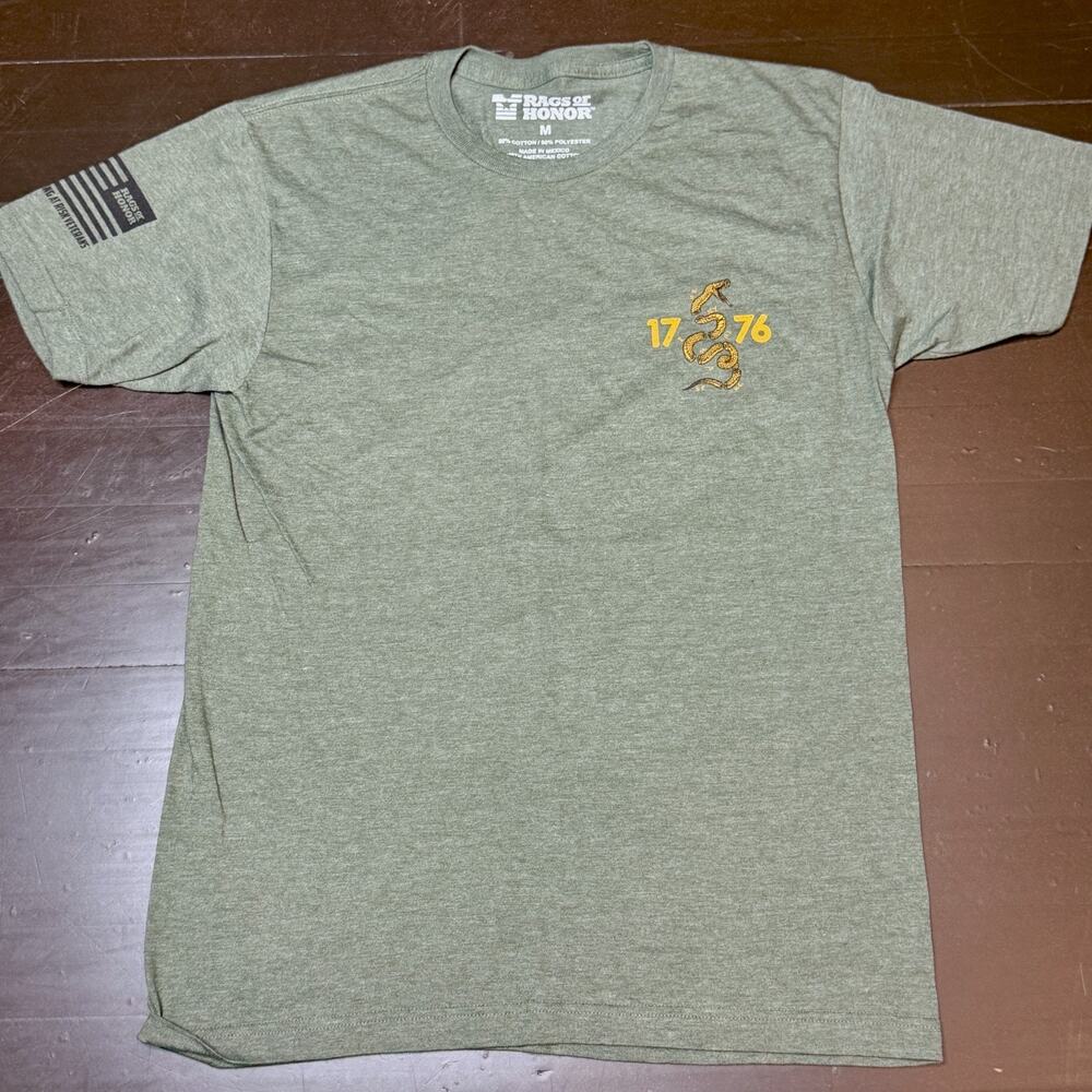 Rags of Honor 1776 Snake Patriotic T Shirt Men’s M Military Graphic Tee